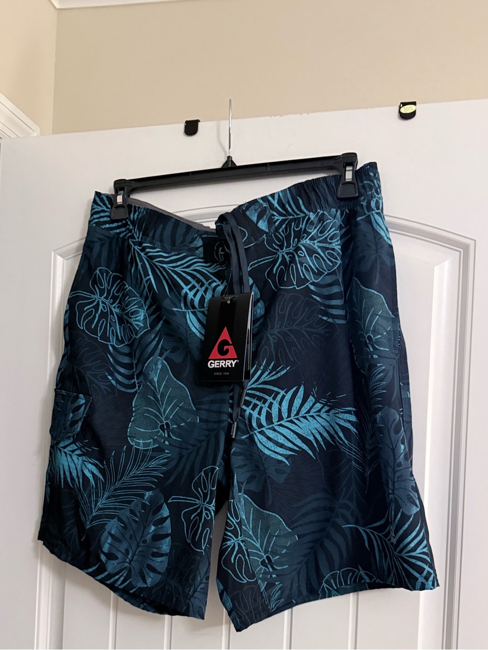 Gerry Weber Navy and Teal Tropical Leaf Swim Shorts